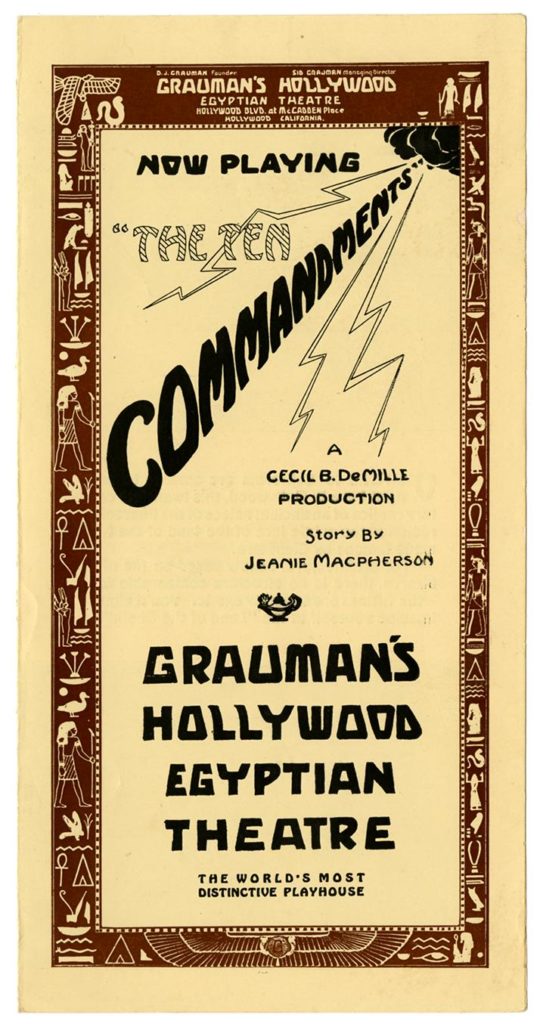 [Program cover], Grauman’s Hollywood Egyptian Theatre, Los Angeles, courtesy, California Historical Society